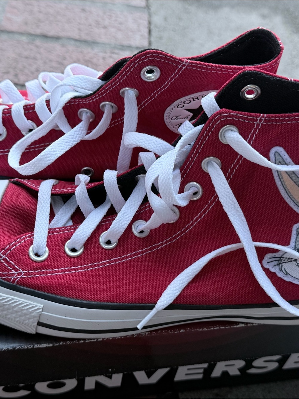 Converse High Top Sneakers in Red with White Laces